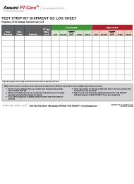 Assure PT Care QC Log Sheet
