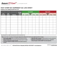 Assure PT Care QC Log Sheet. Assure® PT Care Training documents and FAQ's. ARKRAY USA, Inc.